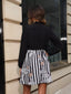 Striped Tie Front Long Sleeve Mini Dress