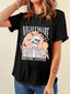 Halloween Skull Checkerboard Graphic Round Neck Tee