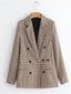 Plaid Lapel Collar Long Sleeve Blazer