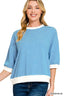 Zenana Striped Contrast Trim Banded Bottom Top