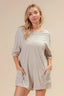 BiBi Short Sleeve Back Open Washed Romper