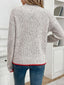 Perfee Contrast Heart Round Neck Long Sleeve Sweater