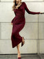 Ruched Long Sleeve Bodycon Maxi Dress