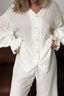 Breathable Ruffled V-Neck Long Sleeve Top and Pants Set