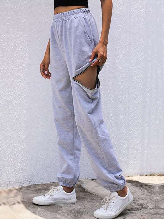 Casual High Waist Cutout Joggers