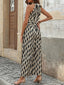 Tied Printed Grecian Neck Jumpsuit