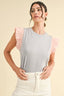 Annie Wear Mix Media Ruffle Sleeve Striped Knit Top