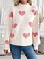 Heart Mock Neck Long Sleeve Sweater