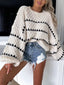 Chunky Knit Striped Sweater with Balloon Sleeves