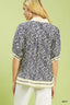 Umgee Geometric Leaf Print Popover Top