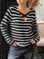 Striped Cross Front Long Sleeve Knit Top