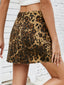 Frayed Hem Leopard Denim Skirt