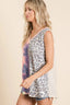 BiBi Sleeveless Print Mix Front Top with Contrast