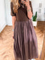 Short Sleeve Knit Top Patchwork Pleated Dress