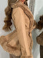 Faux Fur Trimmed Belted Outerwear