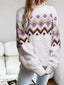 Geometric Pattern Mock Neck Sweater