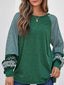 Contrast Print Striped Raglan Long Sleeve Loose Top