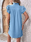 Ruffled Notched Cap Sleeve Mini Dress