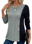 Color Block Ribbed Knit T-Shirt