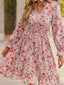Floral Print Flounce Sleeve Ruffle Hem Dress