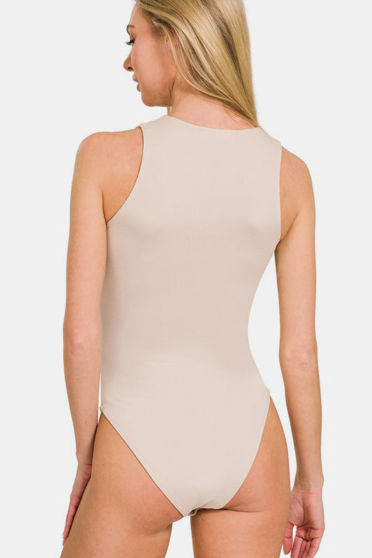 Zenana Round Neck Sleeveless Padded Bodysuit