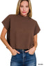 Zenana Viscose Mock Neck Short Sleeve Boxy Sweater