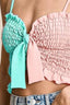 BiBi Woven Color Block Smocked with Ribbon Bra Top