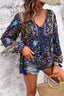 Floral Print Tie Neck Blouse