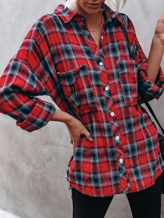 Plus Size Plaid Button-Down Shirt
