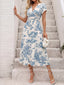 Printed Short Sleeve Midi Dress