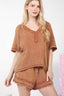 VERY J Washed Cotton Crinkle Gauze Top and Shorts Set