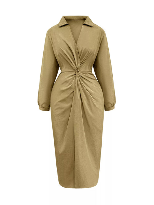 Plus Size Twist Front Split Midi Dress