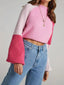 Color Block Mock Neck Sweater