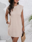 Round Neck Cap Sleeve Mini Dress with Pockets