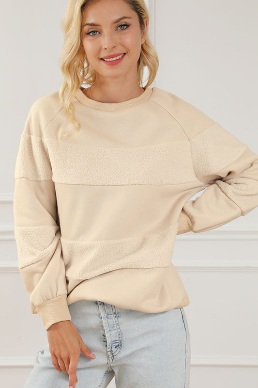 Round Neck Raglan Sleeve Sweatshirt