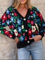 Floral Print V Neck Buttoned Cardigan
