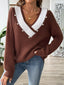 V-Neck Button-Decorated Sweater