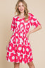 BOMBOM Ruched Printed Half Sleeve Dress