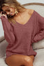 BiBi Loose Fit Deep U Neck Sweater Top