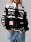 Letter Zip Up Dropped Shoulder Jacket