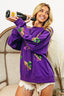 BiBi Fleur De Lis Sequin Patches Mardi Gras Sweatshirt