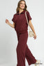Umgee Full Size Half-Zip Short Sleeve Top Plus Size
