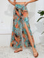 Printed Split Wide Leg Long Pants