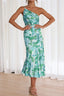 Ruched Printed Single Shoulder Midi Dress