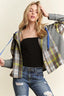 ADORA Button Down Plaid Hoodie Shacket