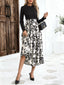 Printed Long Sleeve Midi Dress