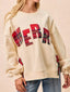MERRY Bow Slit Crew Neck Christmas Sweatshirt