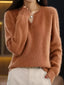 Notched Long Sleeve Sweater