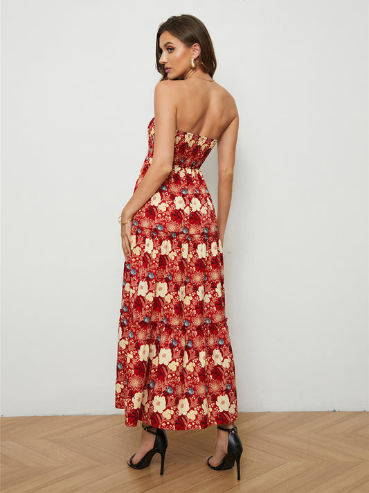 Floral Strapless Low-Back Dress