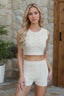 Eyelet Round Neck Tank and shorts Sweater Set